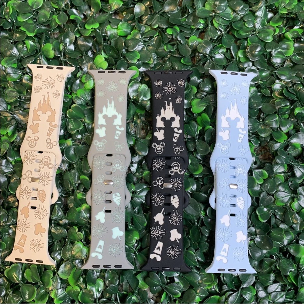 Disney Parks Themed Silicone Watch Bands for Apple Smart Watch 42/44/45/49mm 4pk